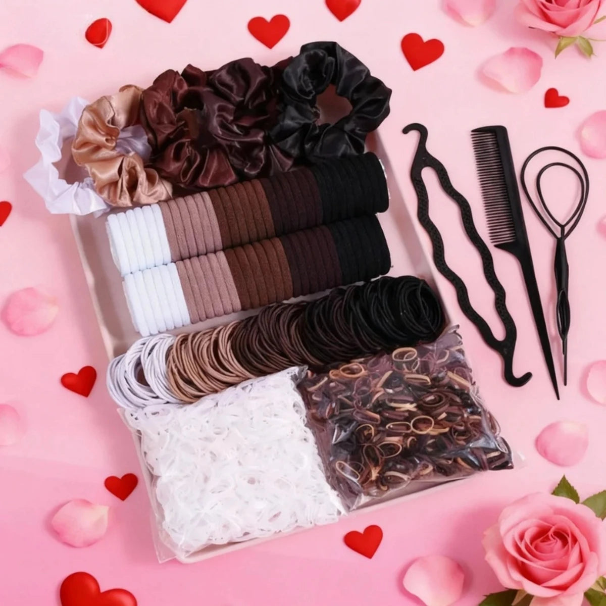 1109Pcs Hair Accessories Kit, Scrunchies, Hair Ties & Styling Tools, All-in-One Hair Set for Girls & Women Daily Use