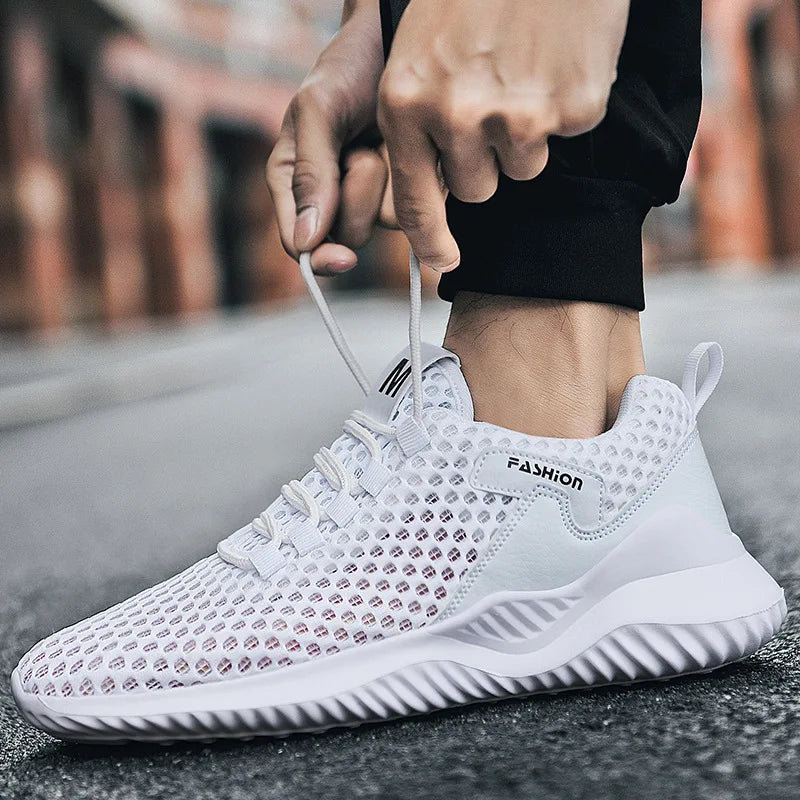 New White Mesh Sneakers Man Casual Shoes Breathable Summer Sneakers Men Shoes Outdoor Walking Sneakers Lightweight Tennis Shoes
