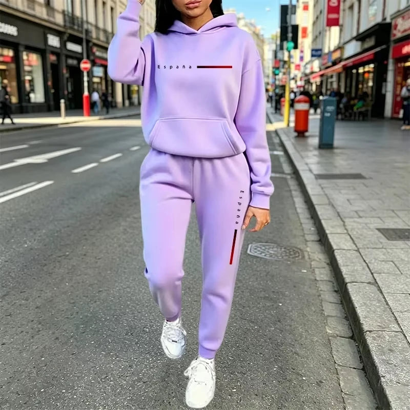 Autumn Winter Women's Clothing 2 Pcs Suits Casual Hooded Sweatshirts Outfits Sports Jogging Sportswear Fashion Woman Pants Sets