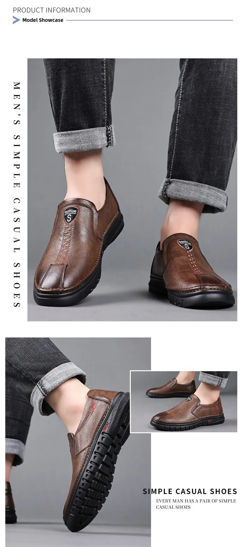 Men's Casual Breathable Leather Surface Shoes Soft Bottom Fashion Business Shoes for Middle-Aged And Elderly Fathers
