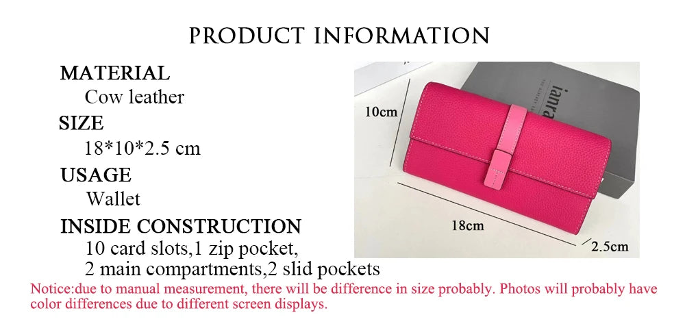 Luxury Genuine Leather Women Long Wallet Custom Name Female Card Holder Clutch Bag Fashion New Personalize Initials Purse Wallet