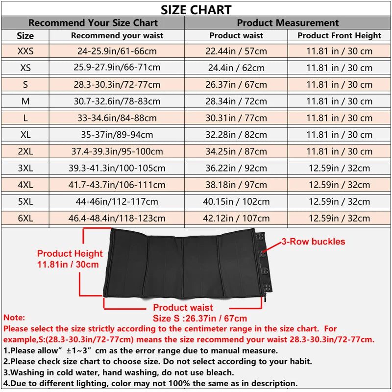 XXS - 6XL Women Latex Waist Trainer Body Shaper Corsets Steel Bone Zipper Cincher Top Slimming Belt Shapers Shapewear Plus Size