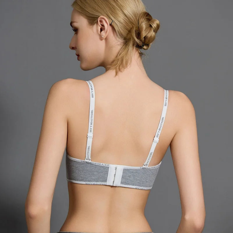 FINETOO Thickened Push-Up Bra for Women No Steel Padded Brassiere Anti-Sagging Underwear Sexy Backless Gather Bralette Lingerie