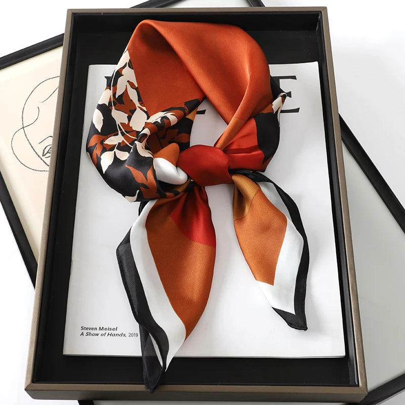 New Satin Shawl Design Wild leopard Print Silk Square Women neck scarves Wrap Headkerchief Beach Hair Band women's bandana
