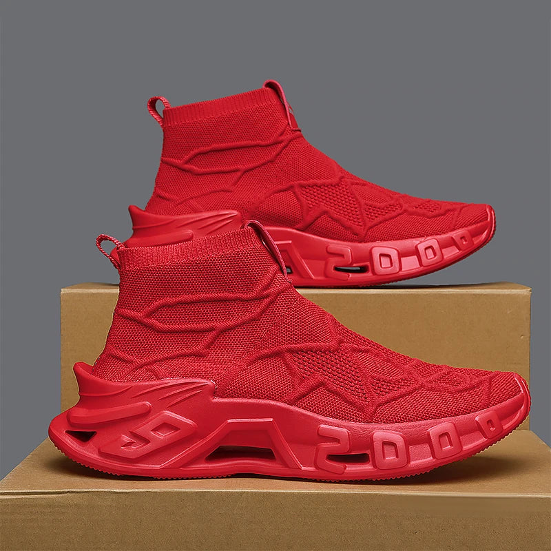 Mens Running Shoes 2025 New High Top Fashion Non Slip Sneakers Mesh Lightweight Flat Cofmortable Outdoor Tennis Shoes for Men