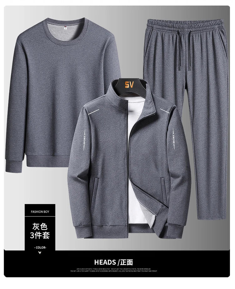Spring Men's 2025 Sportswear Set Streetwear Casual Outdoor Camping Breathable 3-Piece Tracksuit with Hoodies And Pants Fashion