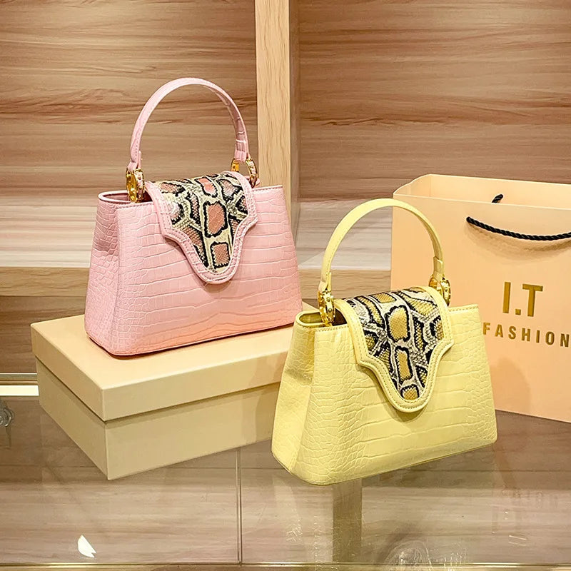 Luxury Designer Brand New High Quality Leather Snake Crocodile Handbag Women's Fashion Shoulder Crossbody Bag Bolsos De Mujer