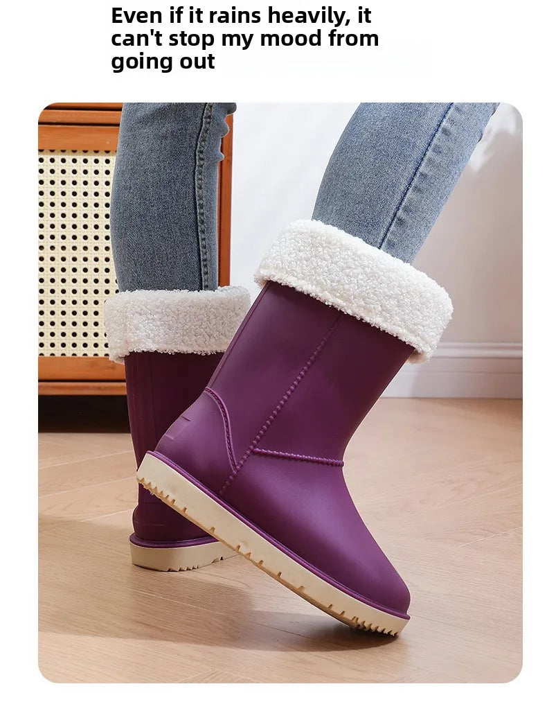 2025 New Women's Fashionable Low-Cut Soft-Soled Anti-Slip Rain Boots Waterproof Comfortable PVC Material for All Seasons