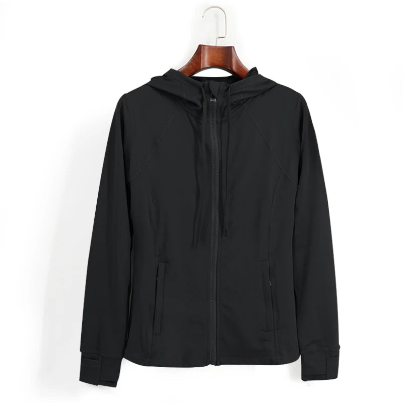 Autumn Winter Sport Jacket Women Quick Dry Fitness Gym Jacket Windbreaker Running Hoodies Long Sleeve Yoga Shirts Top Sportswear