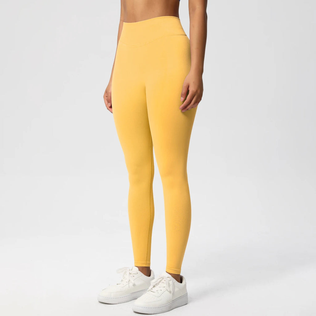 Women's Solid High Waist Sports Leggings, HighStretch Seamless Yoga Leggings, LadiesSportswear for Indoor Outdoor Wear