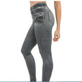 2025 Slim Women Workout Leggings Faux Denim Jeans Leggings Fashion Fitness Leggings High Waist Pencil Plus Size Pants for Women