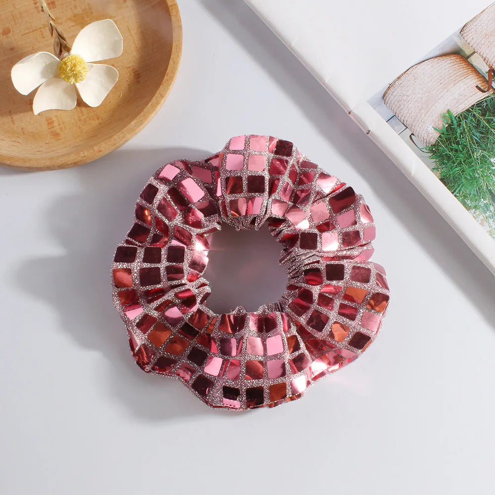 Square sequined large intestine hair band high elastic ponytail women's high-end fabric headrope hair accessories