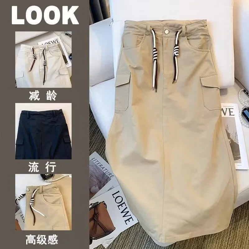 Skirt Women Women's Skirt Woman Clothing Workwear Skirt Women's Autumn Large Size High Waist Slim Pocket Joker Split Long Skirt