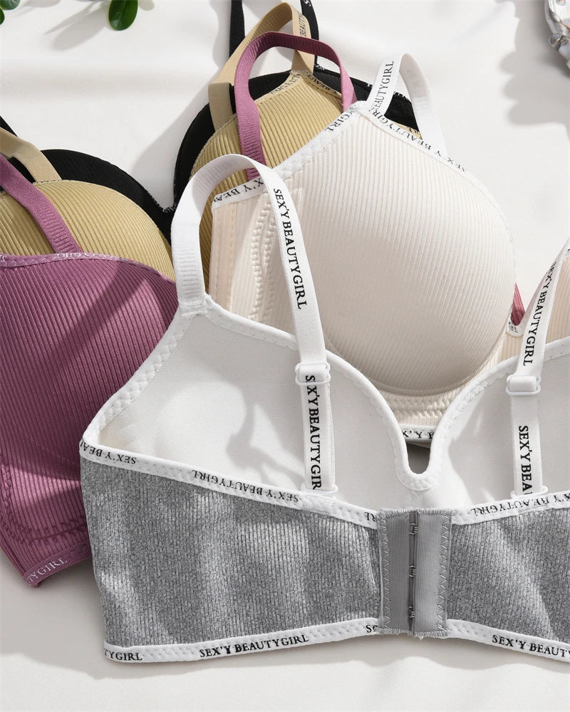 FINETOO Thickened Push-Up Bra for Women No Steel Padded Brassiere Anti-Sagging Underwear Sexy Backless Gather Bralette Lingerie