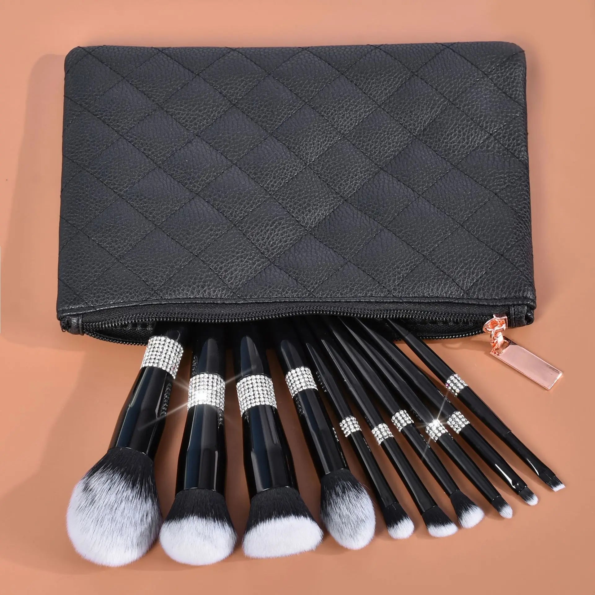 LOYBJ 10pcs Diamond Makeup Brushes Set Cosmetics Blending Tool Powder Foundation Blush Highlight Eyeshadow Eyebrow Eyelash Brush