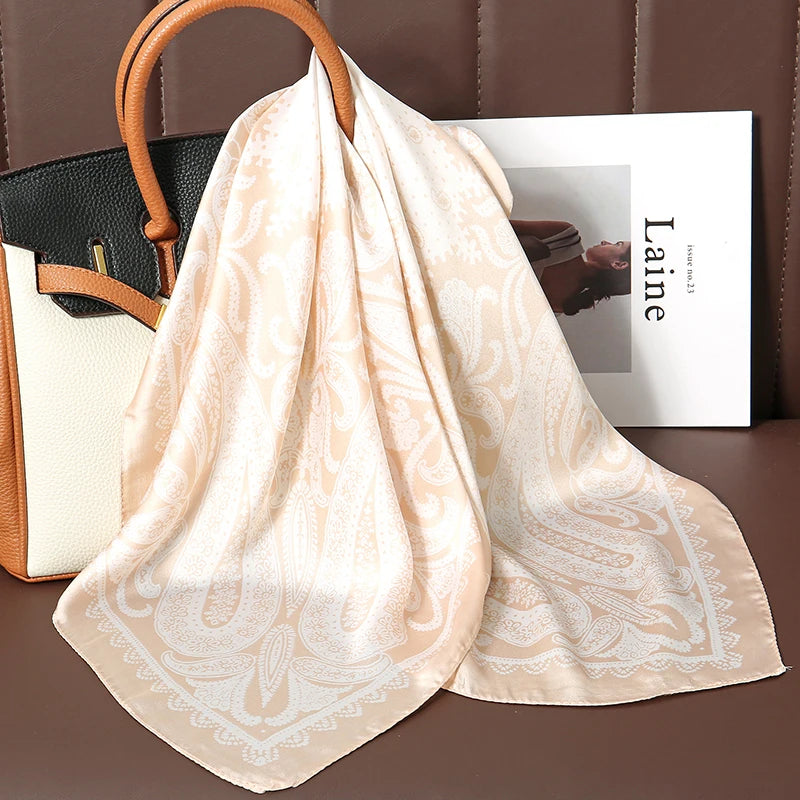 New Satin Shawl Design Wild leopard Print Silk Square Women neck scarves Wrap Headkerchief Beach Hair Band women's bandana