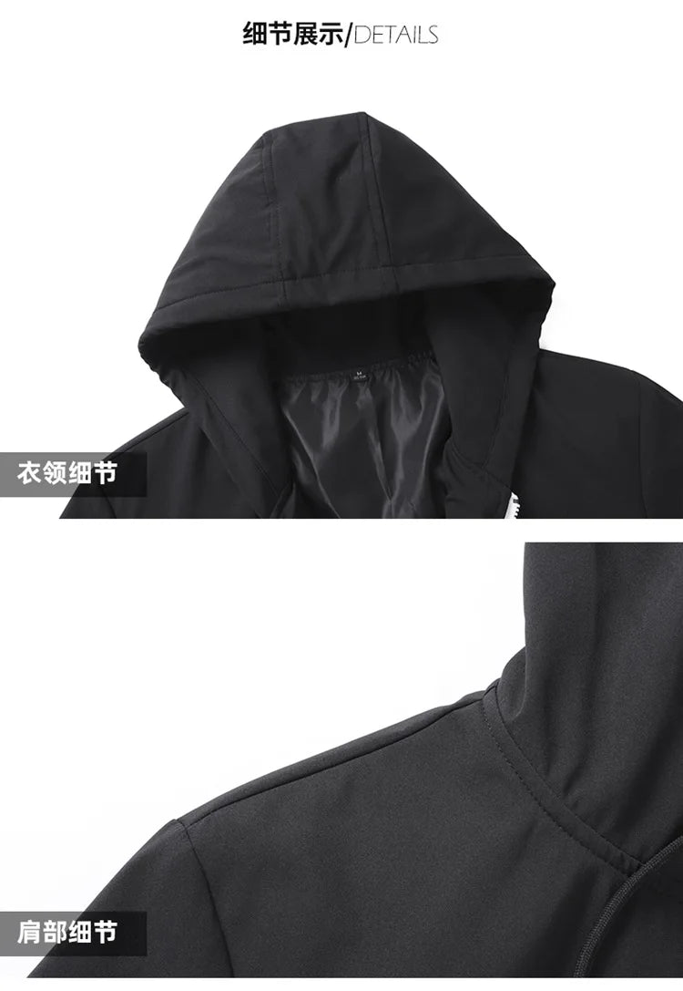 2026 New Men's Casual Sets Men Tracksuit Oversized Trend Patchwork Design Hooded Jacket+pants Two-pieces Men Running Sports Suit