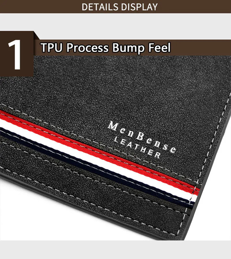 Luxury Men's Short Wallet - High Quality PU Leather Purse, Bifold Zipper Coin Pocket & Slim Card Holders with Money Clip