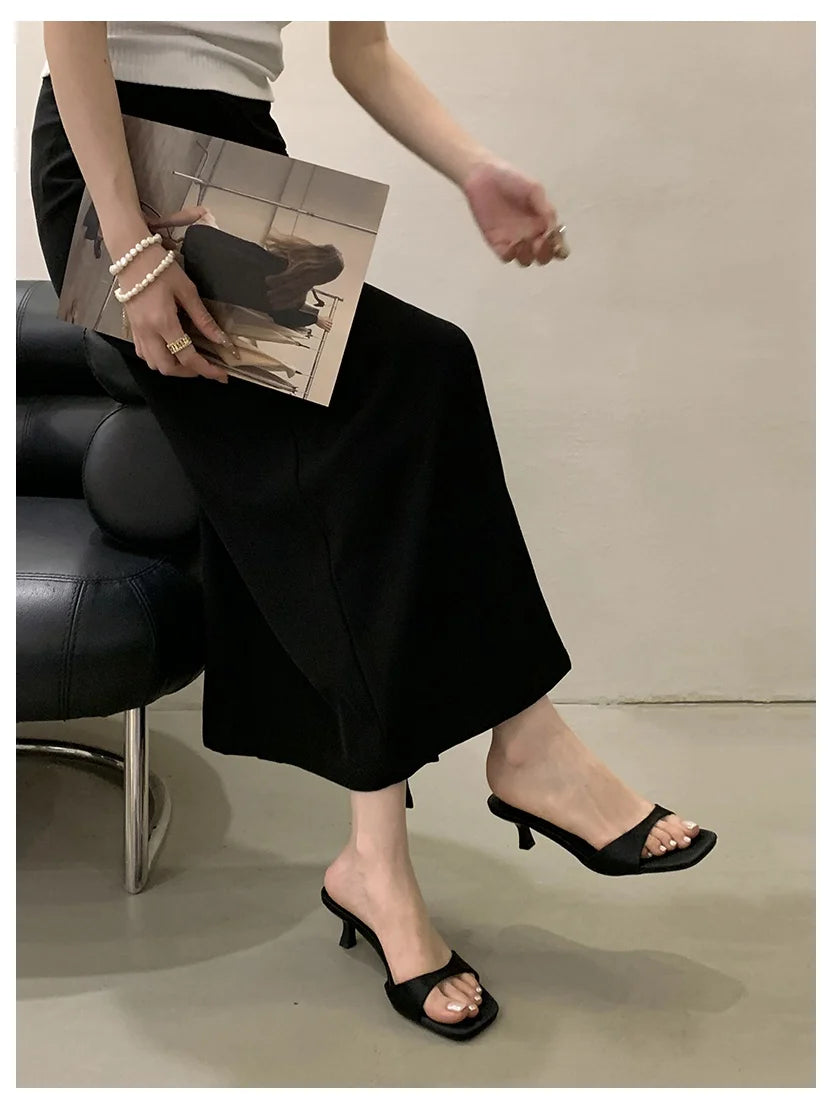 2026 Fashion Sexy Thin High Heels Slides Women Open Toe Pumps Slip Sandal Female Slippers Mule Patent Leather Outdoor Flip Flops
