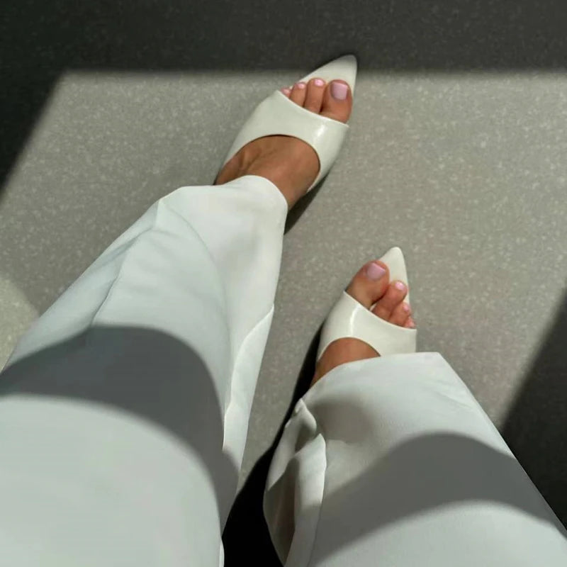 FEDONAS Ins Big Size Women Genuine Leather High Heels Sandals Sexy Pointed Toe Party Wedding Summer Shoes Prom Pumps