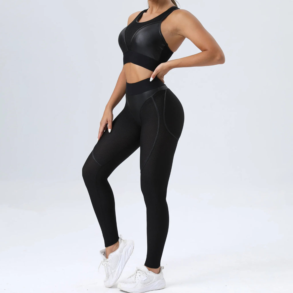 Gym Set Woman Sportswear Transparent Sport Outfit Women Tracksuit Sexy Mesh Yoga Clothing Suit for Fitness Black Pink Orange New