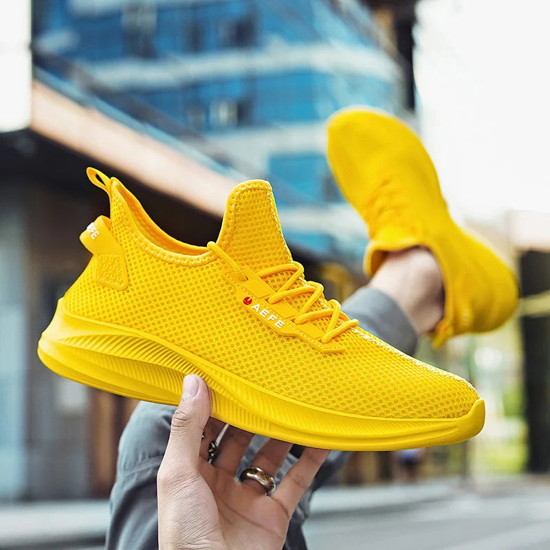 New White Mesh Sneakers Man Casual Shoes Breathable Summer Sneakers Men Shoes Outdoor Walking Sneakers Lightweight Tennis Shoes