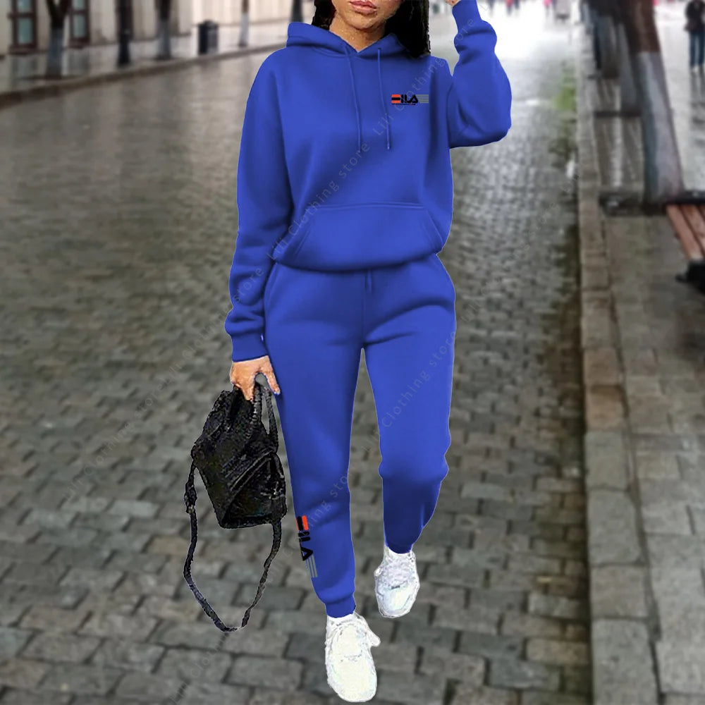Women's Tracksuit Hoodies Trousers 2PCS Suit Winter Sports Jogging Outfits Fashion Street Designer Clothes for Women Pants Set