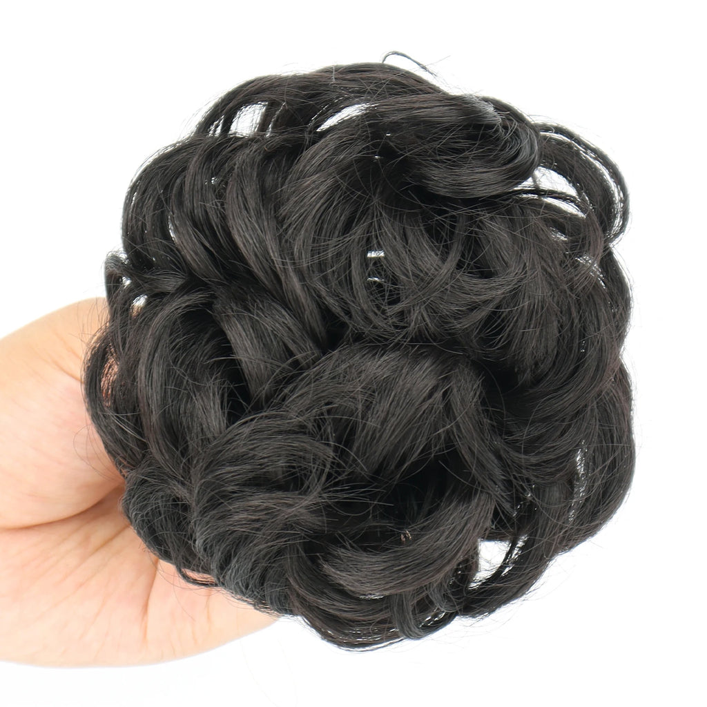 Synthetic Chignon Messy Bun Claw Clip in Hair Piece Wavy Curly Hair Bun Ponytail Extensions Scrunchie Hairpieces for Women