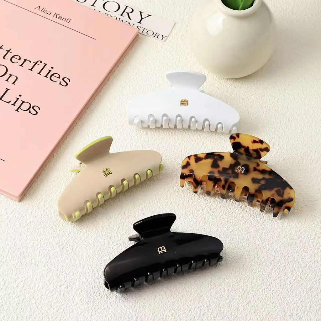 Korean Version of Letter B Hairpin Acetic Acid Arc Grab Clip Girl High Ponytail Premium Hair Accessories Crab Hair Claws