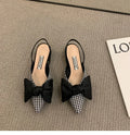 Bow Sandals Women 2026 Summer Pointed Low Heel Sandals Women Fashion Baotou Thin Strap Sandals High Heels Sandalias De Mujer