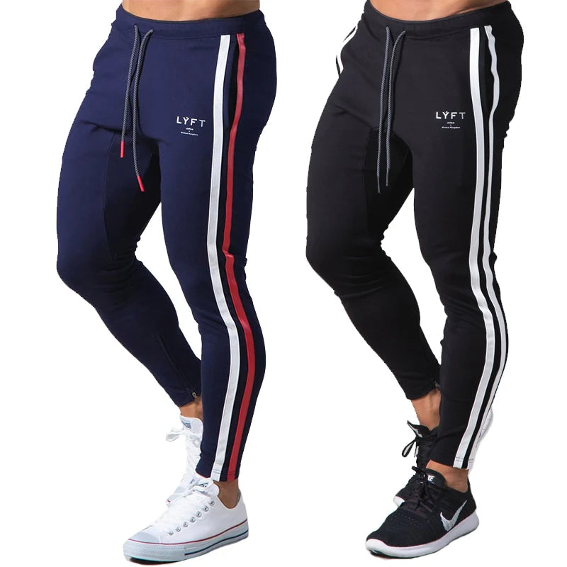 New Patchwork stripes Pants Men's Straight sports Clothing Solid color sweatpants Versatile Joggers Woven Casual Male Trousers