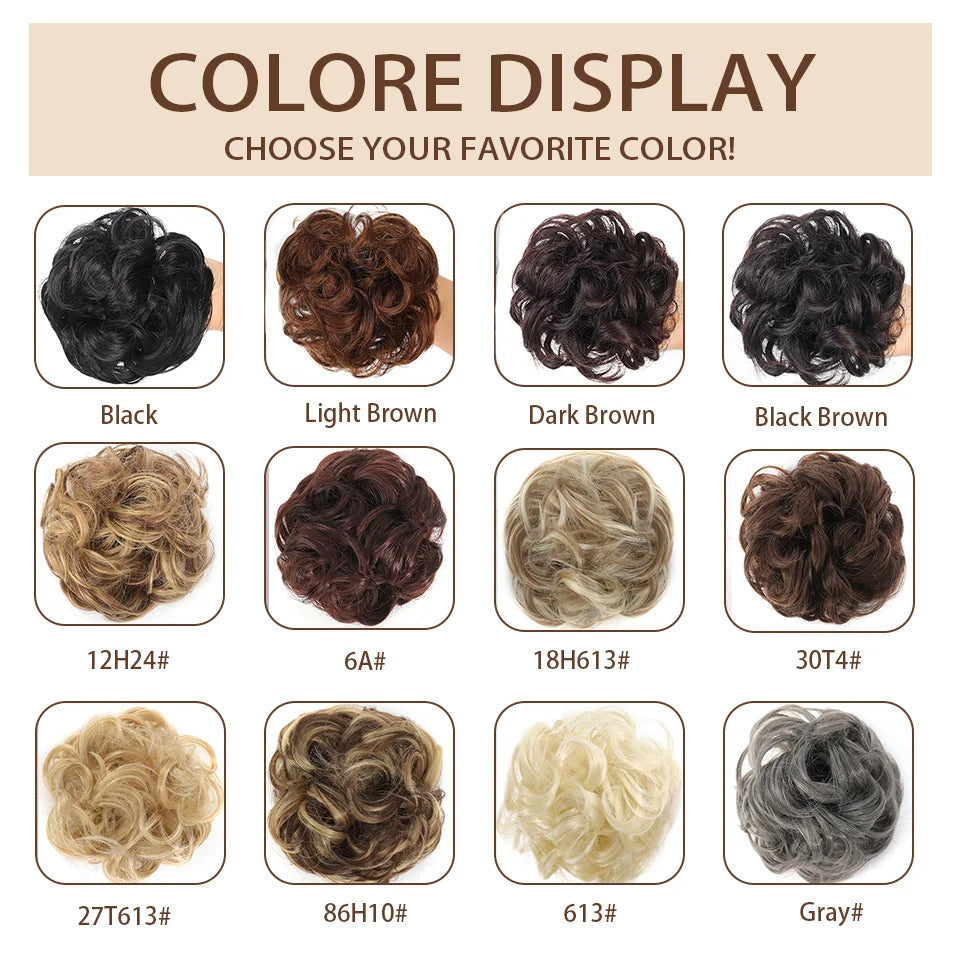 Claw Clip Messy Chignon Wavy Curly Hair Bun Clip in Claw Ponytail Synthetic Tousled Updo Scrunchie Hairpiece for Women