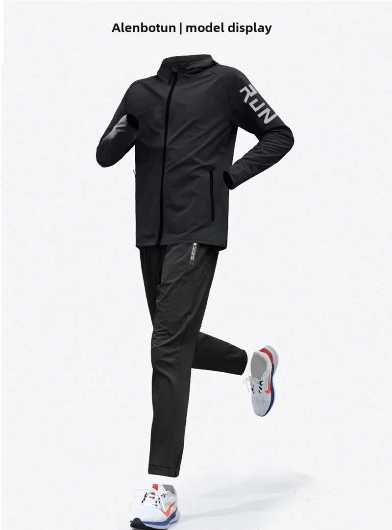 Men's Early Autumn Running Quick-Dry Sportswear Set Varying Weather Cycling Jacket Fitness Casual Athletes Training Outdoorwear
