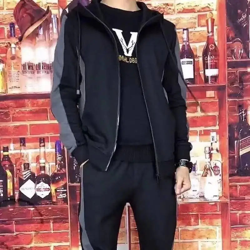 Sports Suit Men's Spring and Autumn Loose Large Size Casual Running Trend Suit