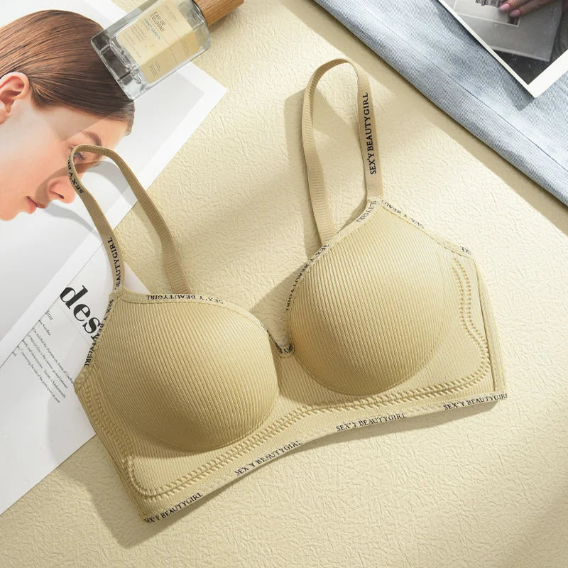 FINETOO Thickened Push-Up Bra for Women No Steel Padded Brassiere Anti-Sagging Underwear Sexy Backless Gather Bralette Lingerie