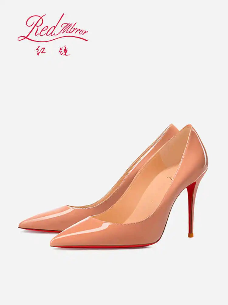 Women Heels Naked Color Women's Elegant High Heel Luxury Black Shoes Woman 2026 Red Shiny Bottoms Pointed Toe Party Ladies Women