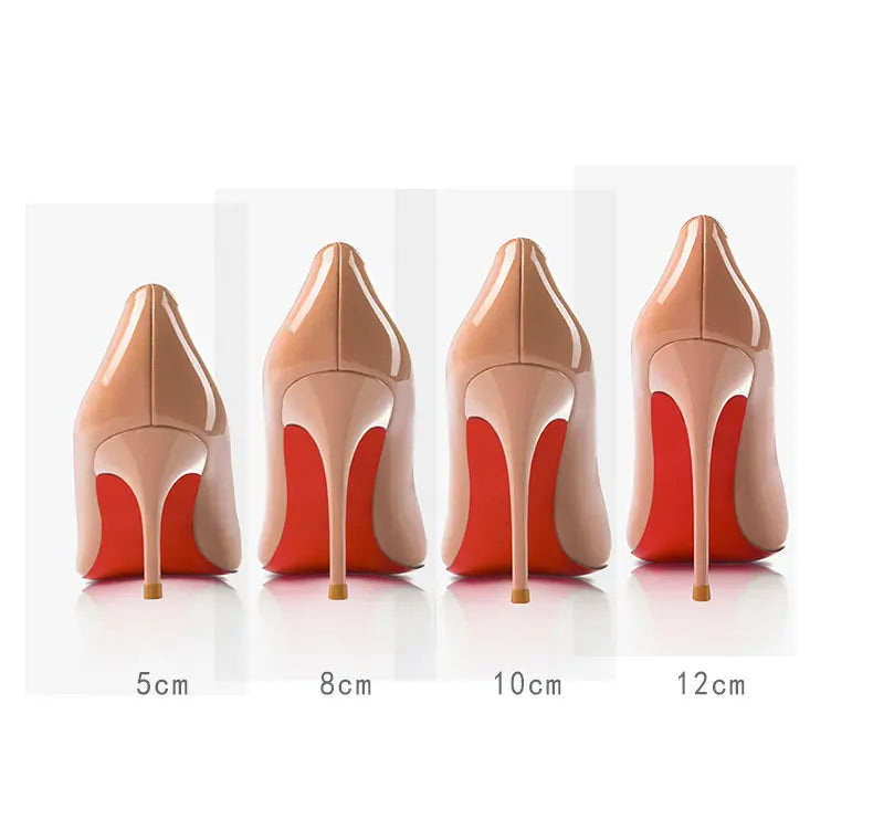 Women Heels Naked Color Women's Elegant High Heel Luxury Black Shoes Woman 2026 Red Shiny Bottoms Pointed Toe Party Ladies Women
