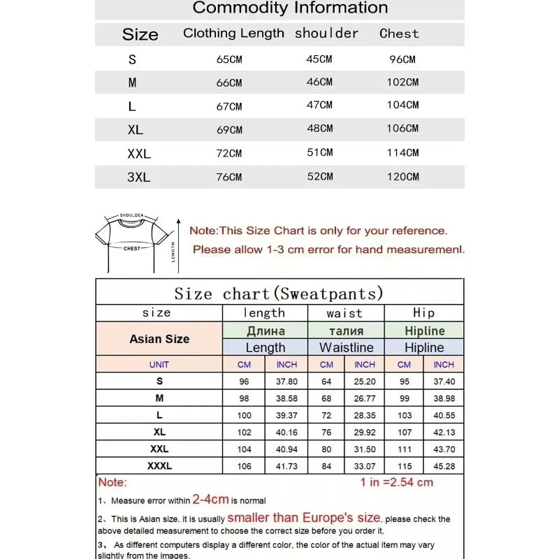 Men's casual sports outfit, printed round-neck short-sleeved T-shirt and long pants, suitable for outdoor wear.