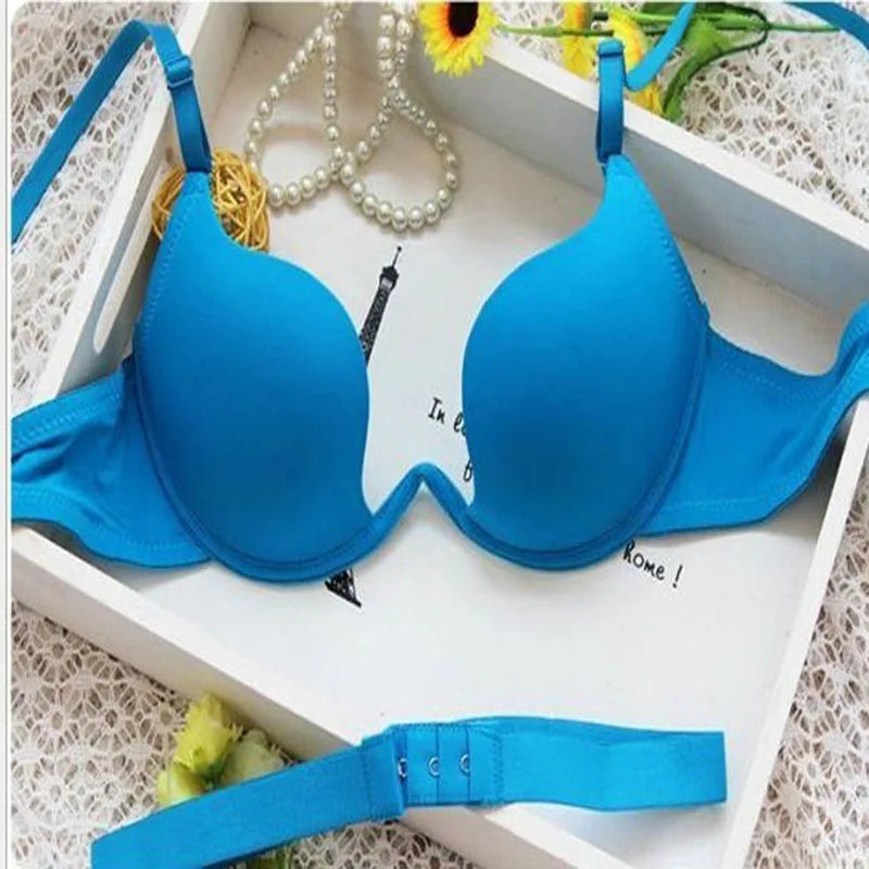 Japanese Deep V Push Up Sexy Bra Underwire Underwear Women Soutien Gorge Thin Half Cup Solid Color Lingerie Beautiful Back