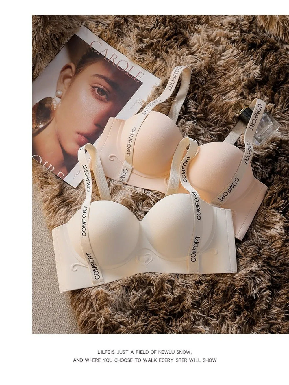 Small Chest Display Letter Shoulder Strap Bra Large Gathering Adjustable Straps Seamless Underwear Medium Thick No Steel Ring