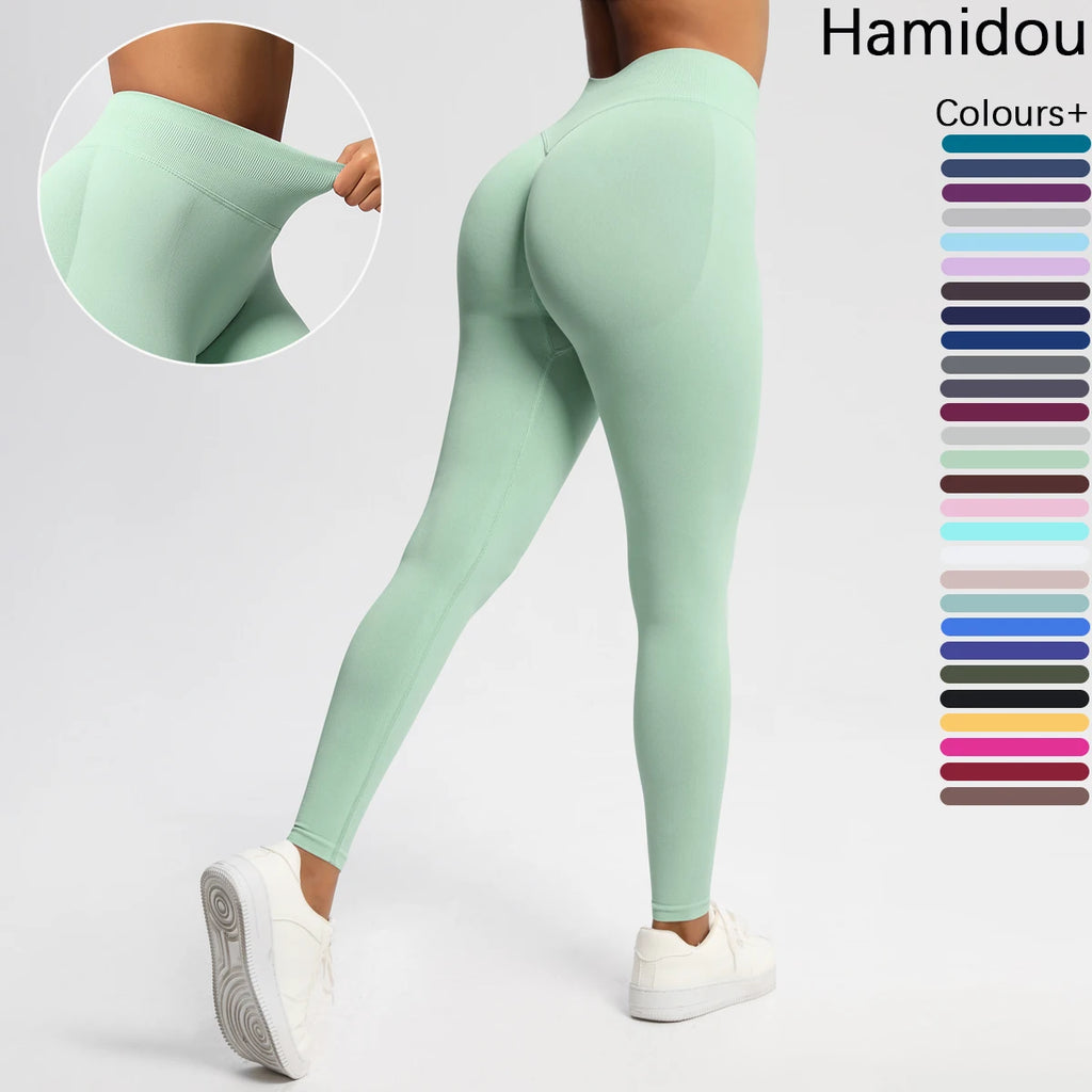 Women's Solid High Waist Sports Leggings, HighStretch Seamless Yoga Leggings, LadiesSportswear for Indoor Outdoor Wear
