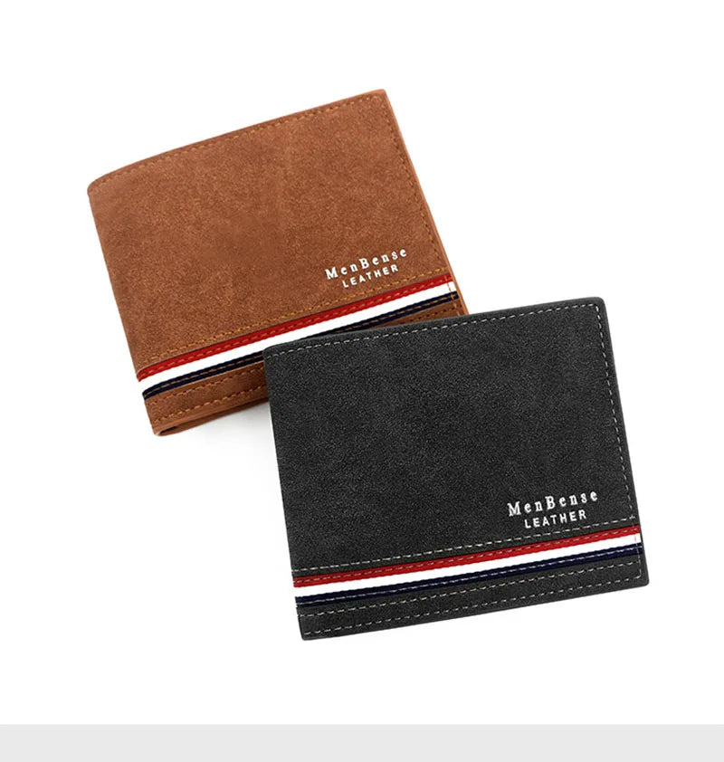 Luxury Men's Short Wallet - High Quality PU Leather Purse, Bifold Zipper Coin Pocket & Slim Card Holders with Money Clip