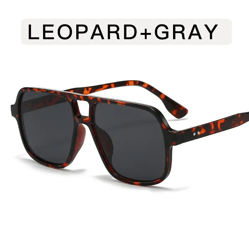Vintage Double Bridge Square Pilot Sunglasses Women For Men Sun Glasses Punk Oversized Big Frame Luxury Brand Designer Shades
