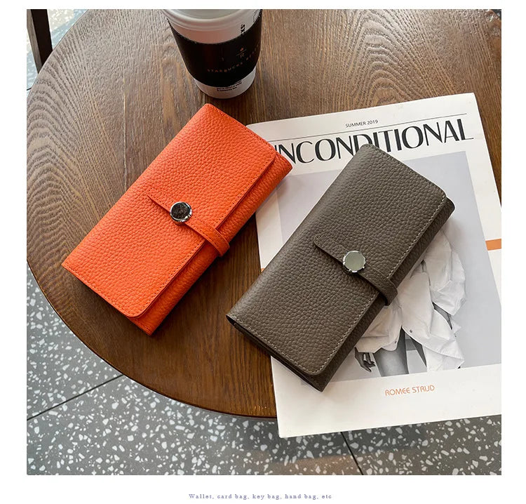 Genuine Leather Wallet Women Long Clutch Fashion Luxury Brand Ladies Purses Card Holder Zipper Coin Pocket High Quality Billfold