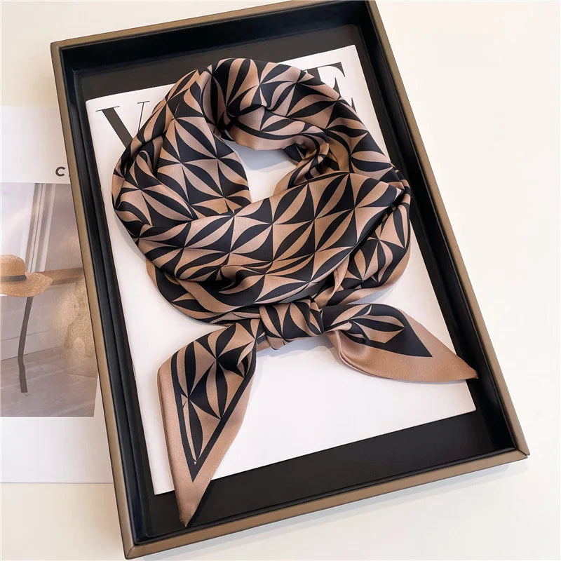 Horse carriage houndstooth decorated summer lightweight scarf fashionable long neckerchief women versatile slim bias-cut ribbon