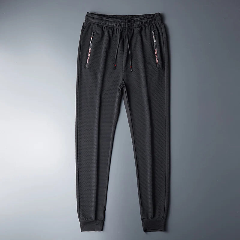 Summer Breathable Mesh Black Sweatpants Men Joggers Sportswear Baggy Trousers Male Casual Track Pants 7XL 8XL