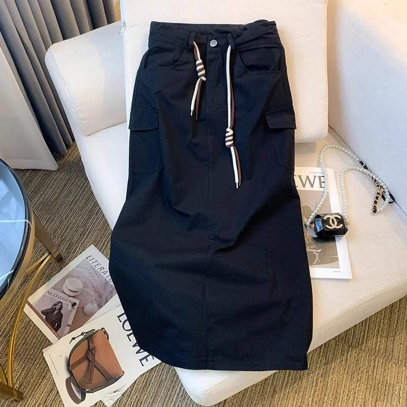 Skirt Women Women's Skirt Woman Clothing Workwear Skirt Women's Autumn Large Size High Waist Slim Pocket Joker Split Long Skirt