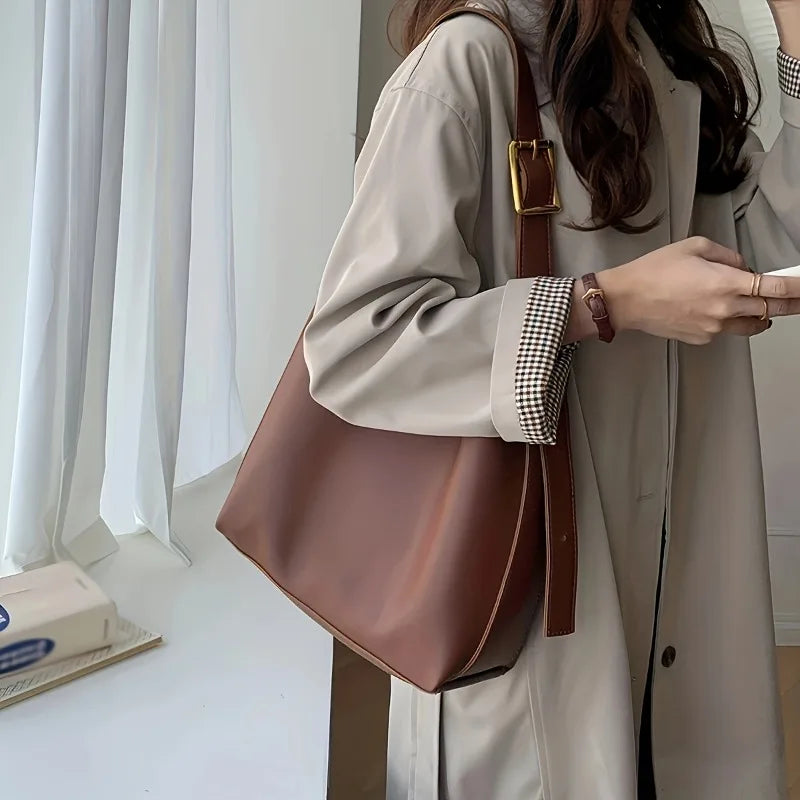 2 Pcs Large Capacity Handbag with Adjustable Shoulder Straps, Magnetic Closure, Simple and Casual Single Shoulder Crossbody Bags