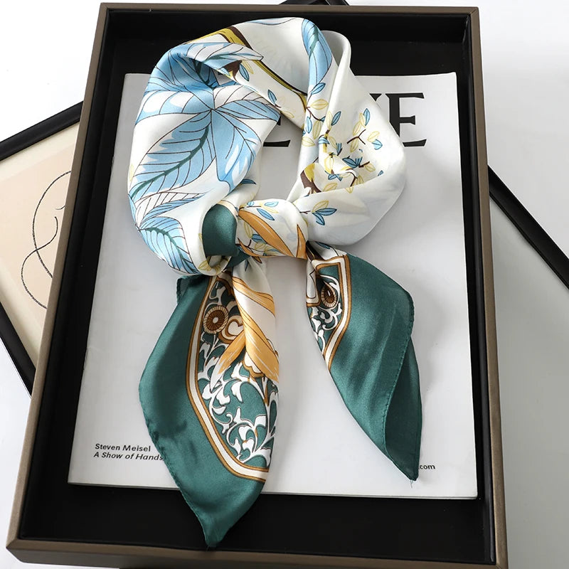 New Satin Shawl Design Wild leopard Print Silk Square Women neck scarves Wrap Headkerchief Beach Hair Band women's bandana