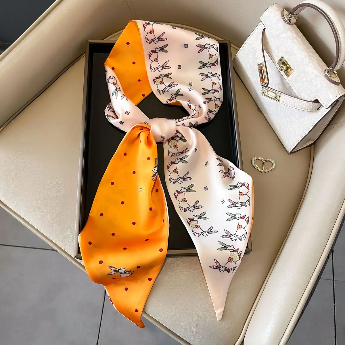 Luxury Long Neckerchief Skinny Hair Bands Women Silk Scarfs Fashion Headbands Bag Scarves Print Hairband Neck Scarf For Ladies